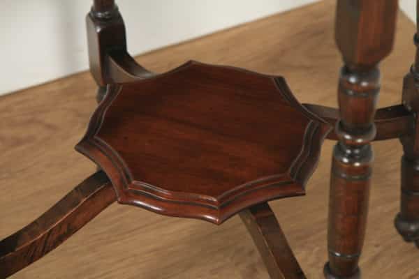 Antique English Edwardian Mahogany Octagonal Occasional Side Lamp Hall Table (Circa 1910) - yolagray.com