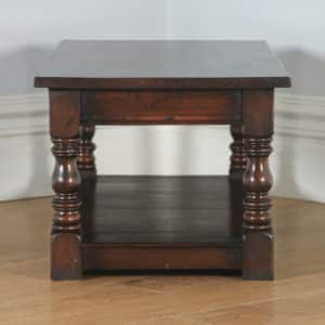 Vintage English Charles II Style Oak Rectangular Coffee Table (Circa 1980) - yolagray.com