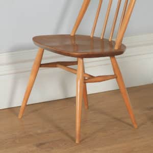 Vintage Set of Elm Blonde Ercol Quaker Dining Table & Six 6 Stick / Hoop Back Kitchen Dining Chairs (Circa 1960) - yolagray.com