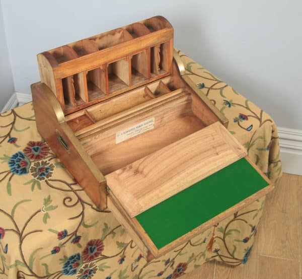 Antique Victorian Colonial Camphor Wood & Brass Rolltop Metamorphic Lap Box Writing Desk (Circa 1850) - yolagray.com