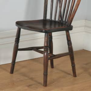 Antique English Set of 10 Ten Victorian Ash, Beech & Elm Windsor Stick & Hoop Back Kitchen Dining Chairs (Circa 1840) - yolagray.com