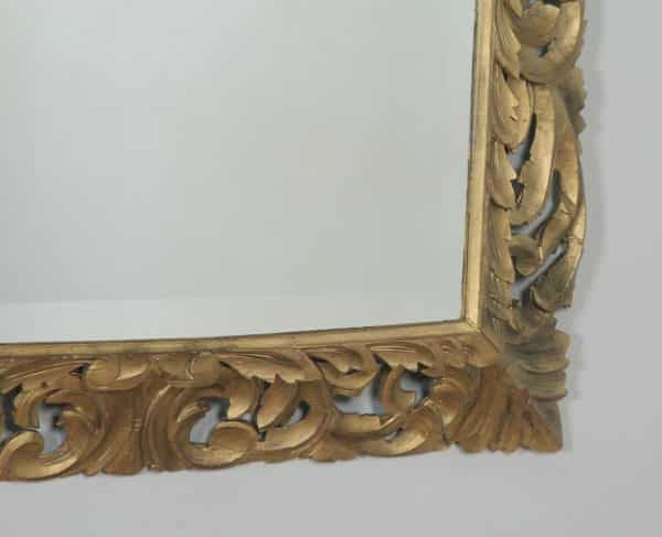 Antique English Victorian Oak Carved Overmantle Gilt Gesso Wood Wall Hanging Mirror (Circa 1890) - yolagray.com