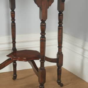 Antique English Edwardian Mahogany Octagonal Occasional Side Lamp Hall Table (Circa 1910) - yolagray.com