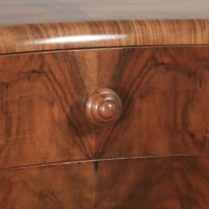 Antique English Art Deco Burr Walnut Bow Front Bedside Chest of Drawers (Circa 1930) - yolagray.com