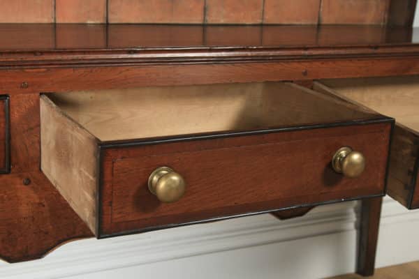 Antique English 19th Century Georgian Oak Shropshire Joined Low Dresser Base & Rack Sideboard (Circa 1800) - yolagray.com