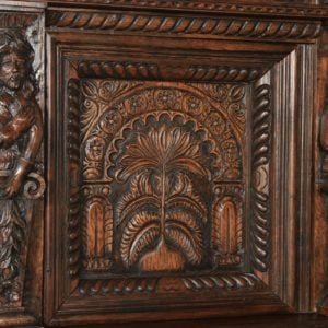English Tudor Style 6ft Super King Size Oak Carved Full Tester Four Poster Bed (Circa 1980) - yolagray.com