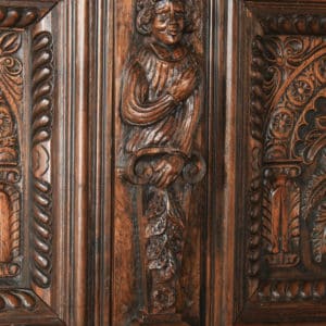 English Tudor Style 6ft Super King Size Oak Carved Full Tester Four Poster Bed (Circa 1980) - yolagray.com
