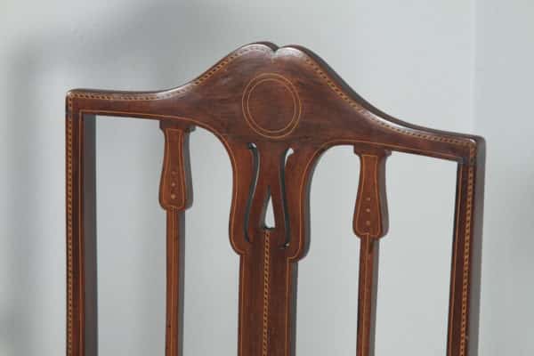 Antique Edwardian Art Nouveau Inlaid Mahogany Open Salon Elbow Carver Armchair (Circa 1910) - yolagray.com
