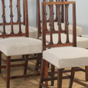Antique English Set of Six Georgian Hepplewhite & Gothic Style Mahogany Dining Chairs (Circa 1900) - yolagray.com