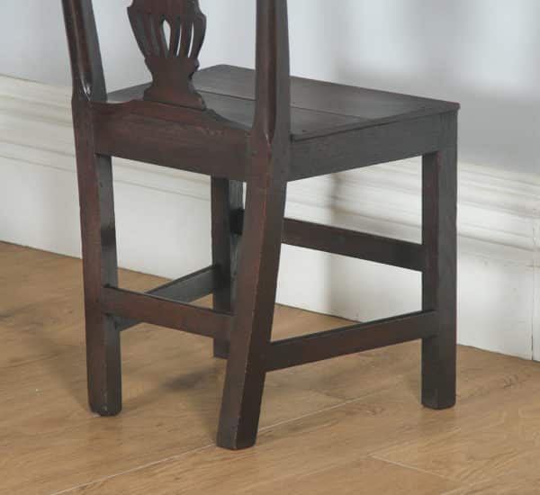 Antique English Set of Six Georgian Hepplewhite Solid Oak Country Dining Chairs (Circa 1800) - yolagray.com