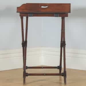 Antique English Georgian Regency Mahogany Butlers Drinks Tray Table & Stand with Large Proportions (Circa 1830) - yolagray.com