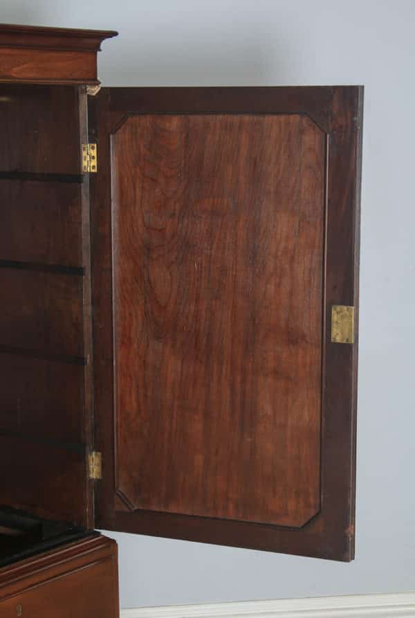 Antique English Georgian Figured Mahogany Linen Press Wardrobe (Circa 1790) - yolagray.com