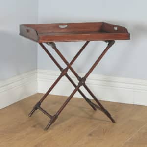 Antique English Georgian Regency Mahogany Butlers Drinks Tray Table & Stand with Large Proportions (Circa 1830) - yolagray.com