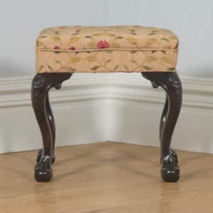 Antique English Georgian Chippendale Style Mahogany Upholstered Stool (Circa 1880) - yolagray.com