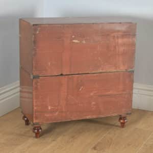 Antique English Victorian Colonial Mahogany & Brass Military Campaign Chest of Drawers with Original Transportation Case (Circa 1850) - yolagray.com