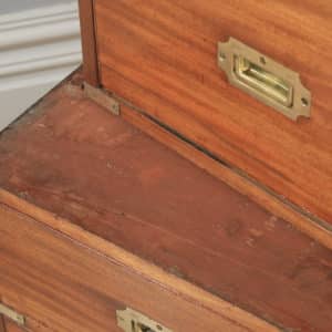 Antique English Victorian Colonial Mahogany & Brass Military Campaign Chest of Drawers with Original Transportation Case (Circa 1850) - yolagray.com