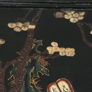 Antique Oriental Victorian Ebony Black Lacquered Glass Top Inlaid Opium / Coffee Table (Circa 1840) - yolagray.com