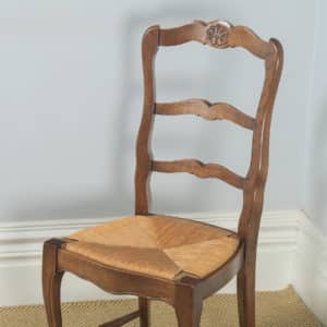Antique French Set of 6 Six Louis XV Style Oak Ladder Back Kitchen Dining Chairs (Circa 1910) - yolagray.com