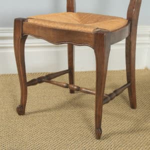Antique French Set of 6 Six Louis XV Style Oak Ladder Back Kitchen Dining Chairs (Circa 1910) - yolagray.com