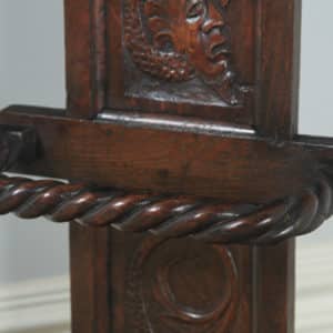 Antique English Victorian Oak Green Man Carved Stick & Umbrella Hall Stand (Circa 1860) - yolagray.com