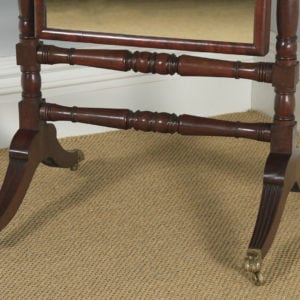 Antique English William IV Mahogany Floor Standing Rectangular Cheval / Dressing Mirror (Circa 1830) - yolagray.com