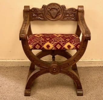 Yola Gray Antique X-frame Chair Antique