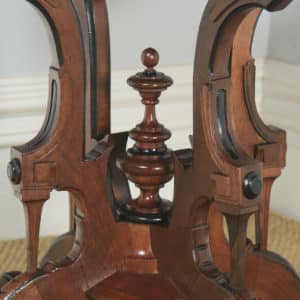 Antique English Aesthetic Teak & Marble Top Occasional Side Basket Base Table (Circa 1890) - yolagray.com
