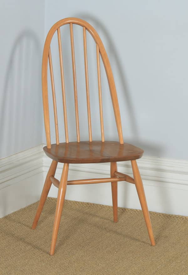 Vintage Set of Elm Blonde Ercol Quaker Drop Leaf Kitchen Dining Table & Four Stick / Hoop Back Kitchen Dining Chairs (Circa 1960) - yolagray.com