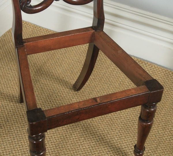 Antique Set of 6 Six English William IV Rosewood Carved Dining Chairs (Circa 1835) - yolagray.com