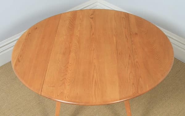 Vintage Set of Elm Blonde Ercol Quaker Drop Leaf Kitchen Dining Table & Four Stick / Hoop Back Kitchen Dining Chairs (Circa 1960) - yolagray.com