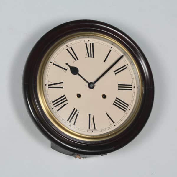 Antique 16" Seikosha Mahogany Railway Station / School Round Dial Wall Clock (Chiming / Striker) - yolagray.com