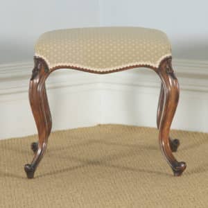 Antique English Victorian Walnut Upholstered Dressing / Foot Stool (Circa 1870) - yolagray.com