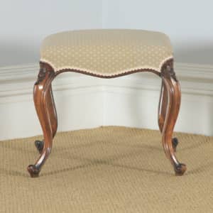 Antique English Victorian Walnut Upholstered Dressing / Foot Stool (Circa 1870) - yolagray.com