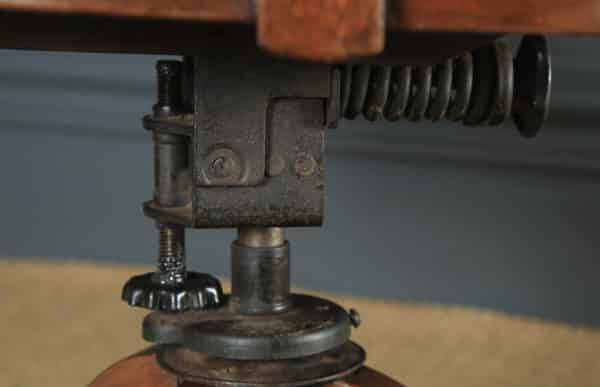 Antique English Edwardian Solid Walnut Revolving Office Desk Arm Chair (Circa 1910) - yolagray.com