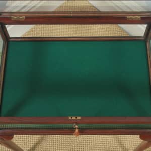 Antique Edwardian Queen Anne Style Mahogany Inlaid Glass Bijouterie Display Cabinet Table (Circa 1910) - yolagray.com