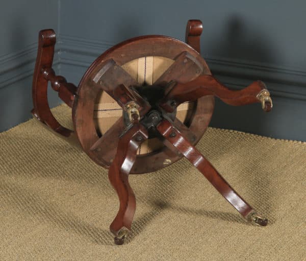 Antique English Victorian Walnut & Burgundy Red Leather Office Desk Arm Chair (Circa 1880) - yolagray.com