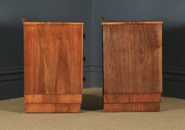 Antique English Pair of Art Deco Figured Walnut Bedside Chests / Tables (Circa 1930) - yolagray.comAntique English Pair of Art Deco Figured Walnut Bedside Chests / Tables (Circa 1930) - yolagray.com