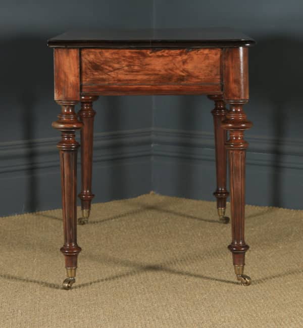Antique English Victorian Flame Satinwood Console Side Writing Table Desk (Circa 1860) - yolagray.com