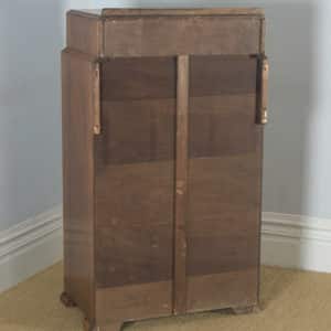 Antique English Art Deco Bow Front Burr Walnut Bedroom Chest of Drawers / Tallboy (Circa 1930) - yolagray.com