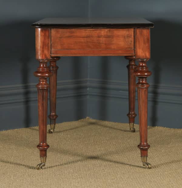 Antique English Victorian Flame Satinwood Console Side Writing Table Desk (Circa 1860) - yolagray.com