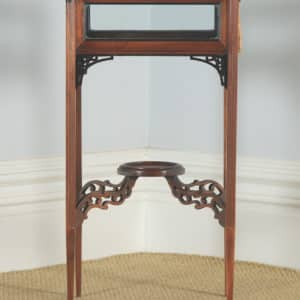 Antique English Edwardian Chippendale Style Carved Solid Mahogany Glass Bijouterie Display Cabinet Table (Circa 1910) - yolagray.com