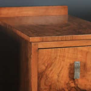 Antique English Pair of Art Deco Figured Walnut Bedside Chests / Tables (Circa 1930) - yolagray.com