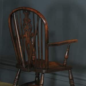 Antique English Set Of 10 Ash & Elm Windsor Wheel Back Kitchen Dining Chairs (Circa 1900 - 1930) - yolagray.com