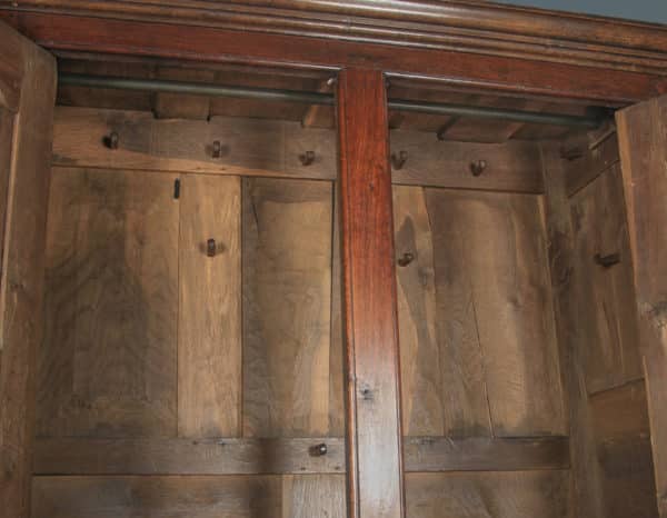Antique English 18th Century Georgian Oak Hanging Livery Press Housekeepers Cupboard Wardrobe (Circa 1750) - yolagray.com