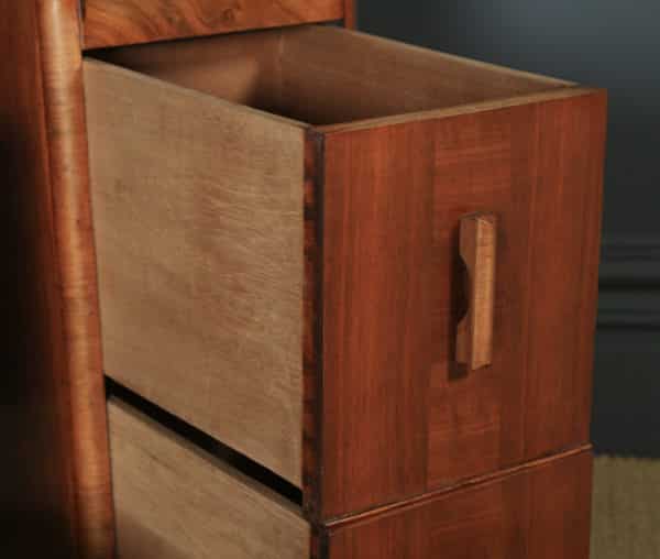 Antique English Pair of Art Deco Figured Walnut Bedside Chests / Cabinets (Circa 1930)Antique English Pair of Art Deco Figured Walnut Bedside Chests / Cabinets (Circa 1930) - yolagray.com