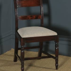 Antique English Georgian Regency Set of Six Flame Mahogany Bar Back Dining Chairs (Circa 1830) - yolagray.com