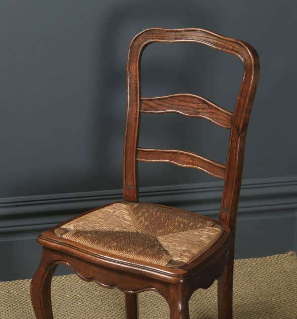 Antique French Louis XV Style Oak Ladder Back Kitchen Dining Chair (Circa 1910) - yolagray.com