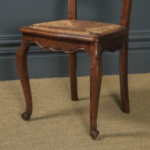 Antique French Set of 4 Four Louis XV Style Oak Ladder Back Kitchen Dining Chairs (Circa 1910) - yolagray.com