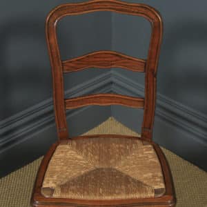 Antique French Louis XV Style Oak Ladder Back Kitchen Dining Chair (Circa 1910) - yolagray.com