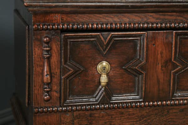 Antique English Victorian Jacobean Style Oak Geometric Dresser Base Sideboard (Circa 1880) - yolagray.com